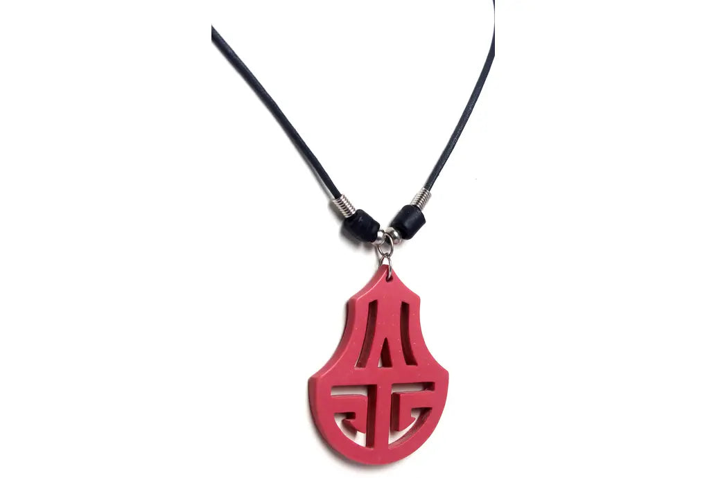 NK 1541A Red acrylic pendant  wax cord necklace dastakaaristore