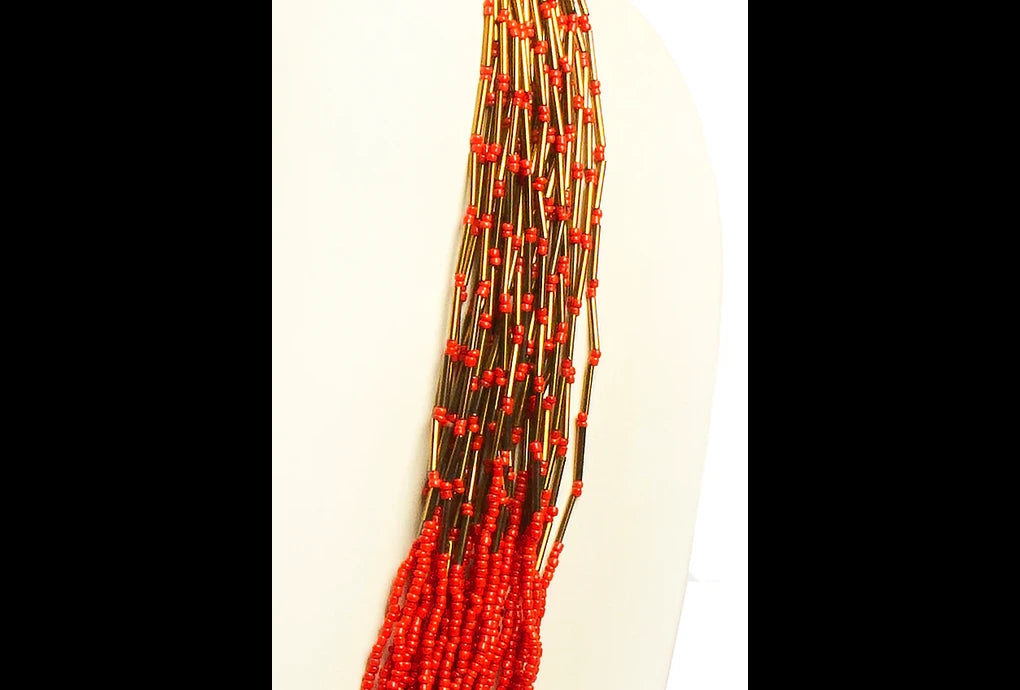 NK 3202 Seed beads necklace & copper glass pipe dastakaaristore