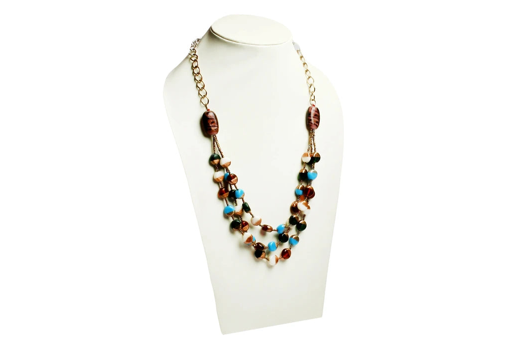 NK 7437 Glass Beads &chain necklace dastakaaristore