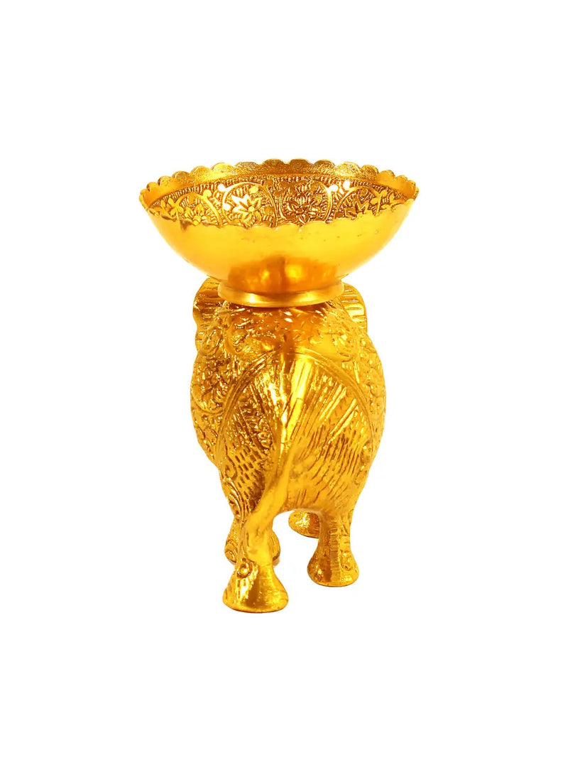 SH 815 White metal with Lacquer Polish Elephant With Bowl dastakaaristore