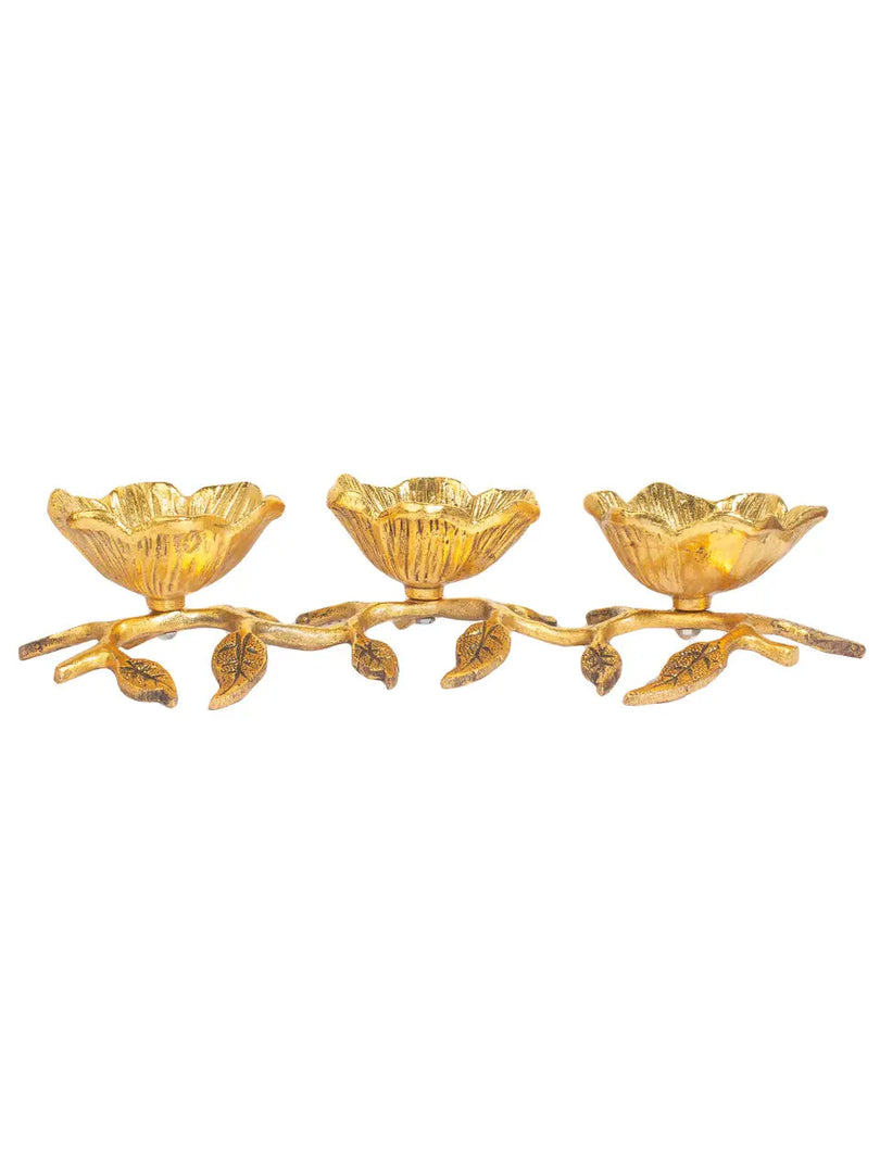 SH 828 White Metal With Lacquer Polish Flower Shaped 3 Snack Bowl Set dastakaaristore