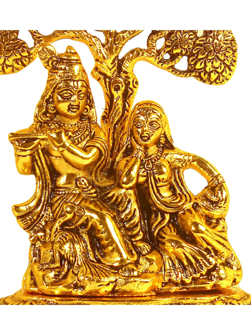 SH829 White metal with Lacquer Polish Radha Krishna Tree dastakaaristore