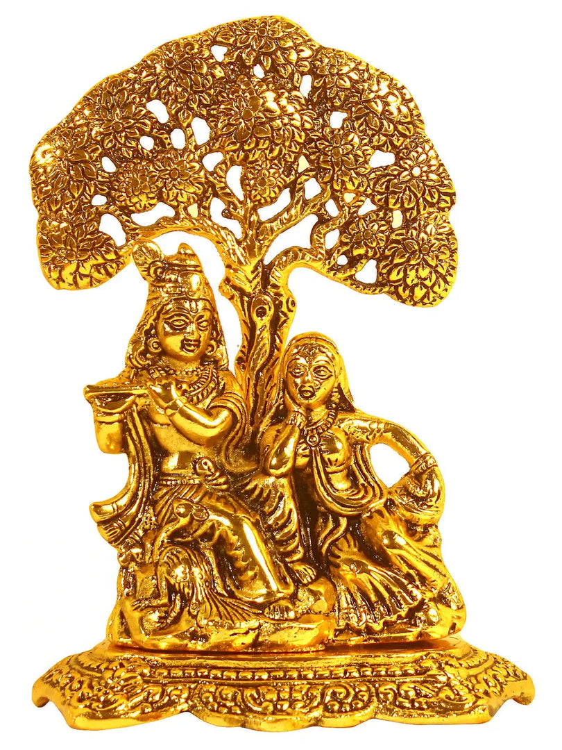 SH829 White metal with Lacquer Polish Radha Krishna Tree dastakaaristore