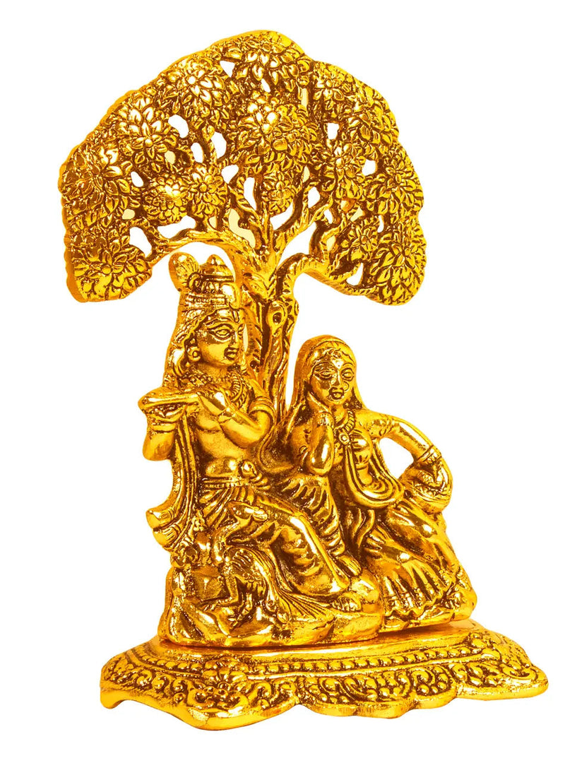 SH829 White metal with Lacquer Polish Radha Krishna Tree dastakaaristore